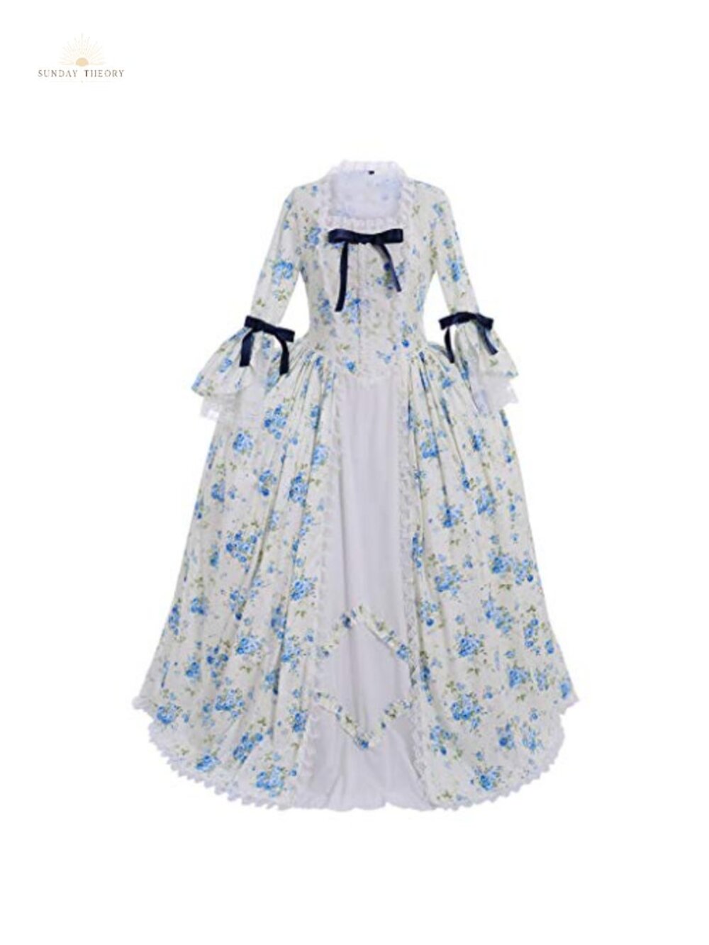 Rococo Gothic Victorian Ball Gown Cosplay Costume, Linen Lace Satin